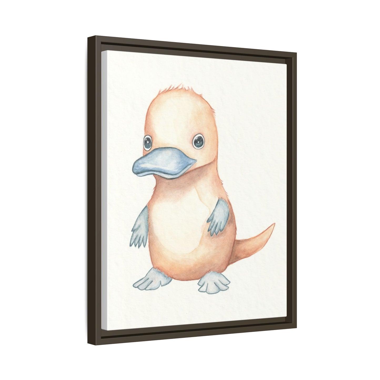 Baby Platypus Watercolour Art Print - Matte Canvas, Framed (Multi-color)