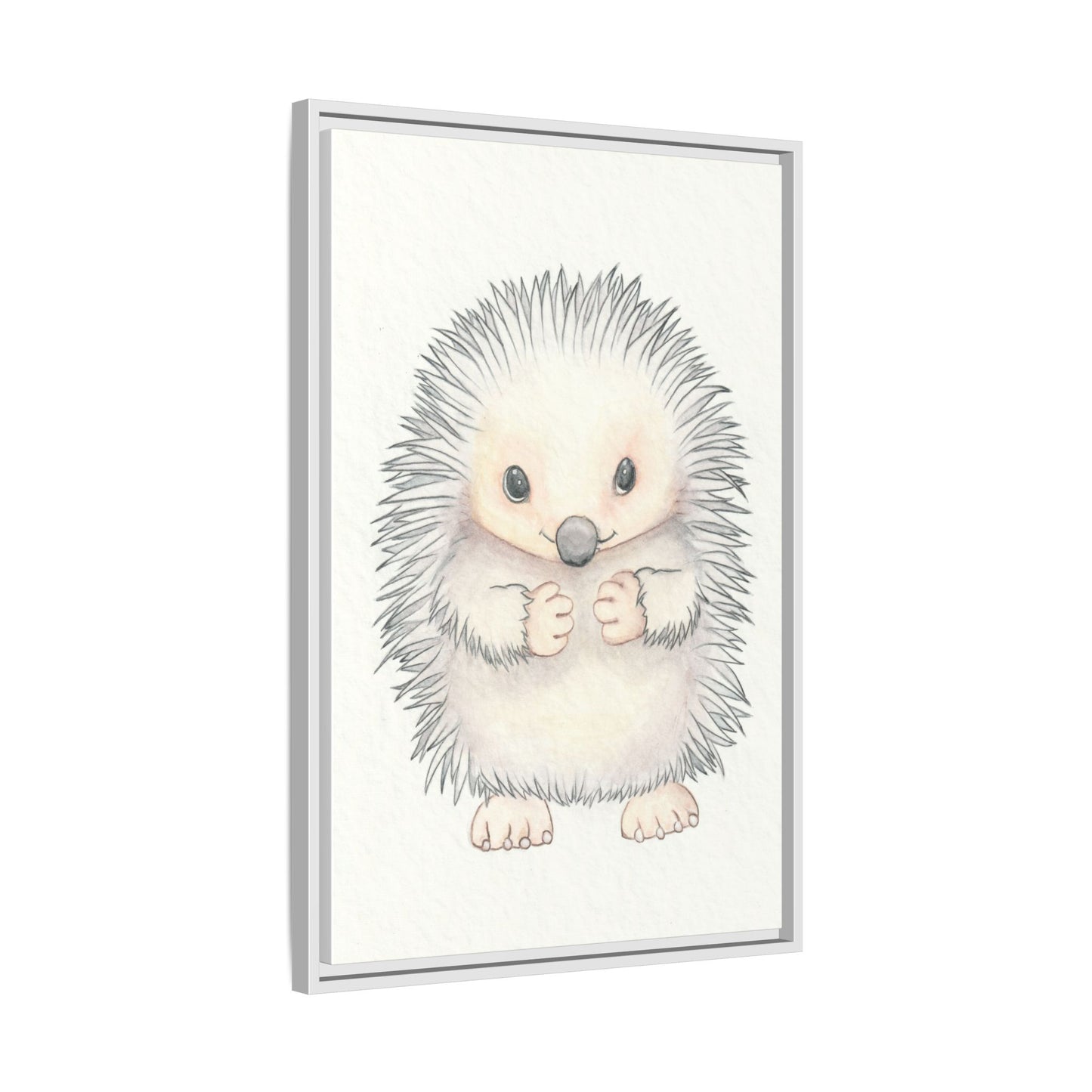 Hedgehog Watercolour Art Print - Matte Canvas, Framed (Multi-color)