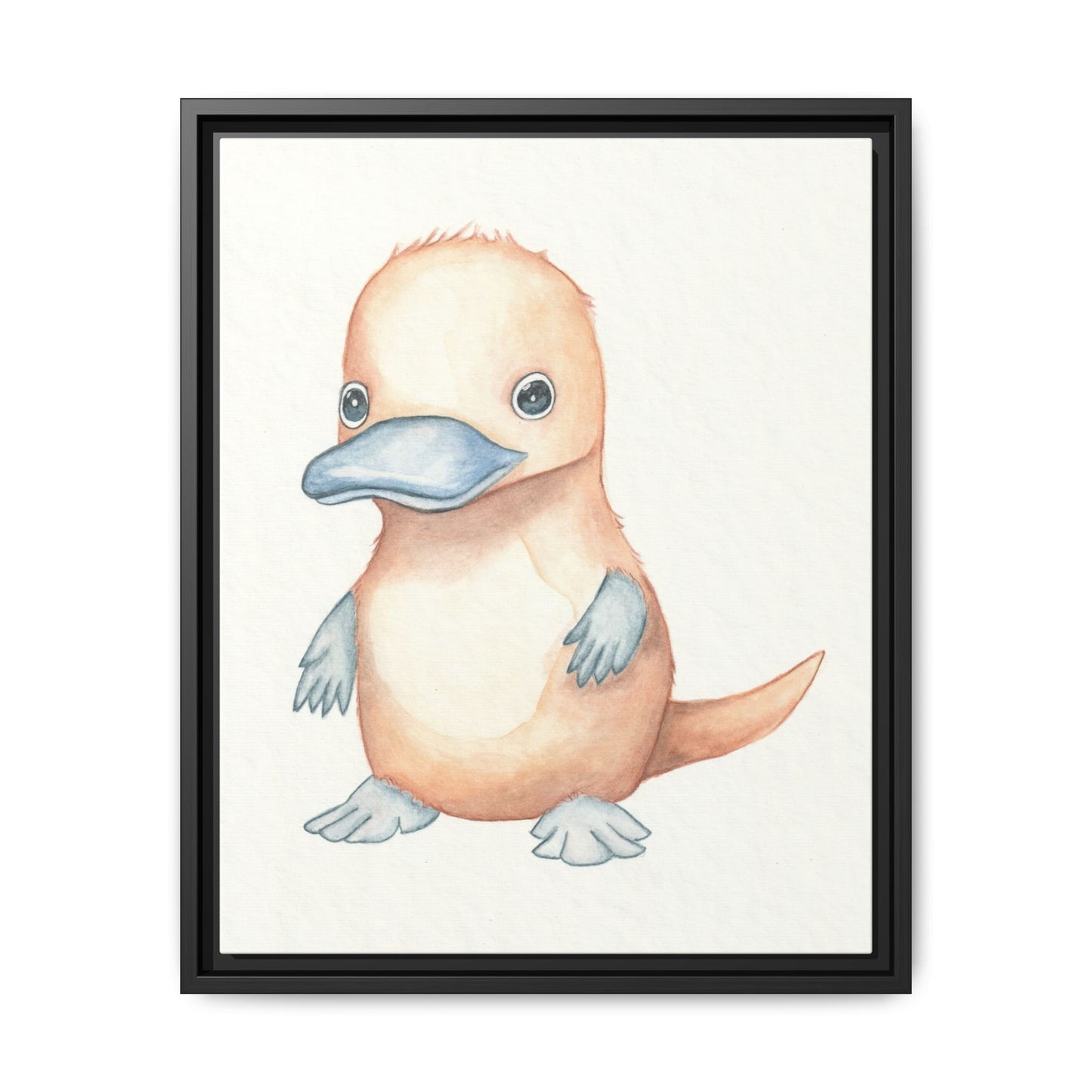 Baby Platypus Watercolour Art Print - Matte Canvas, Framed (Multi-color)