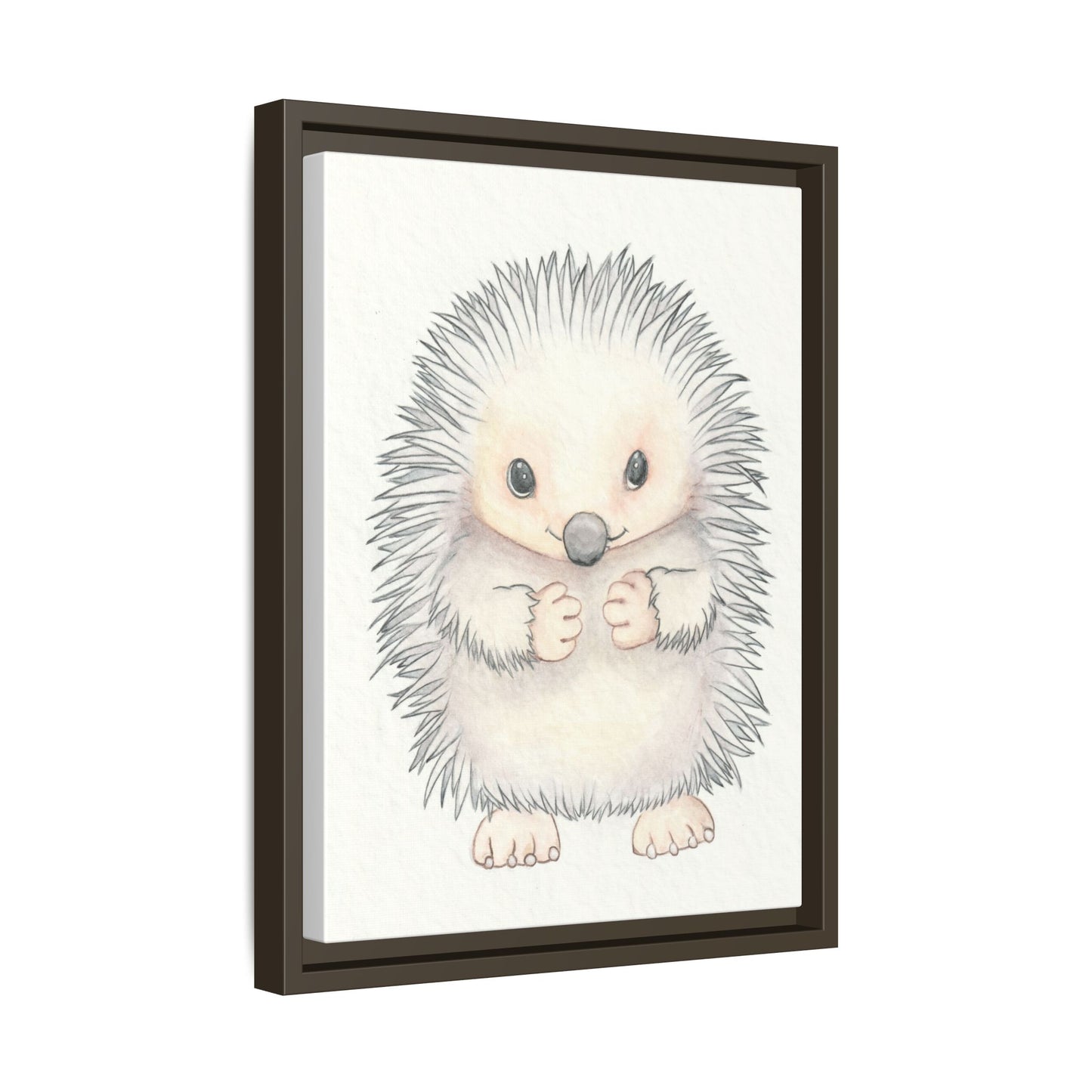 Hedgehog Watercolour Art Print - Matte Canvas, Framed (Multi-color)