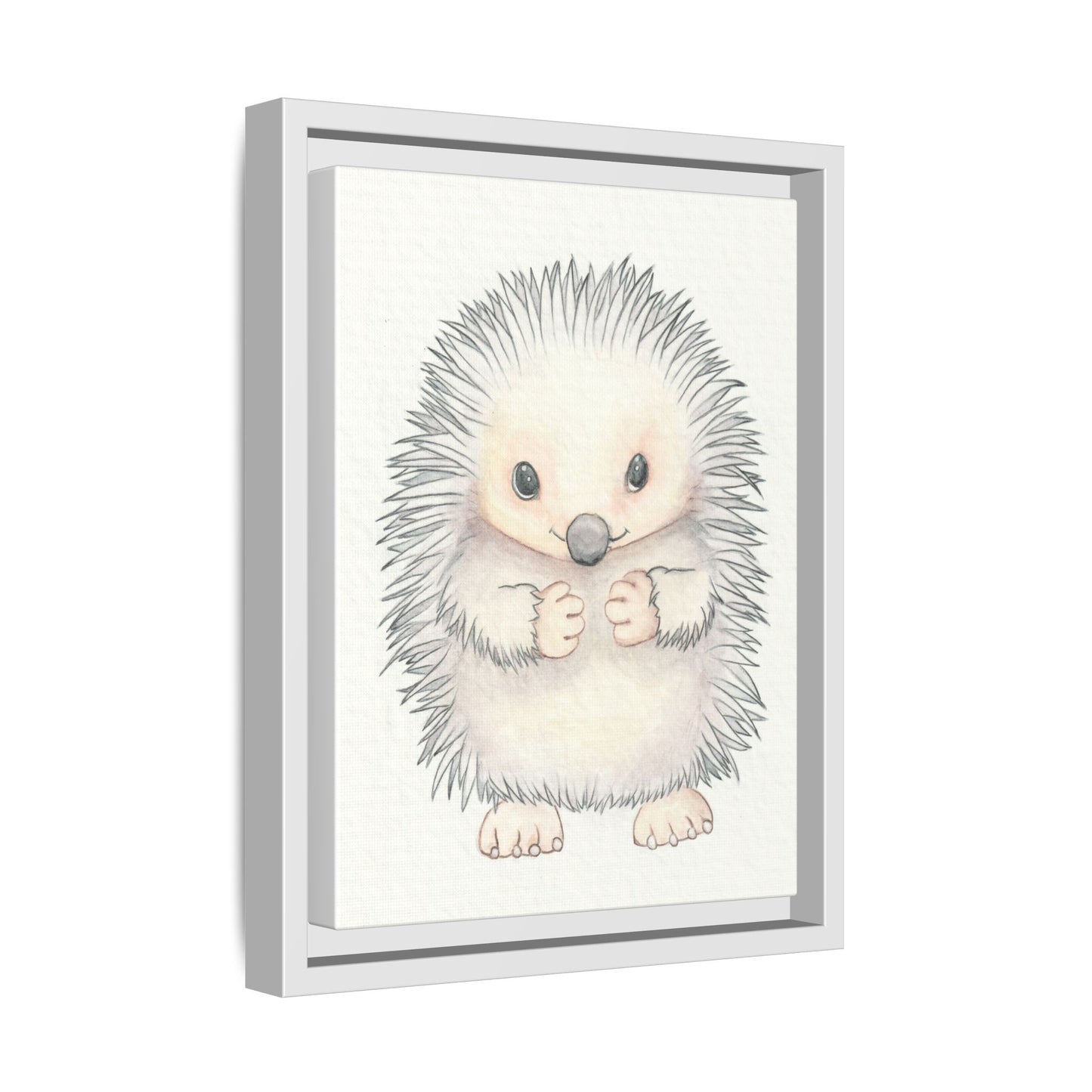 Hedgehog Watercolour Art Print - Matte Canvas, Framed (Multi-color)