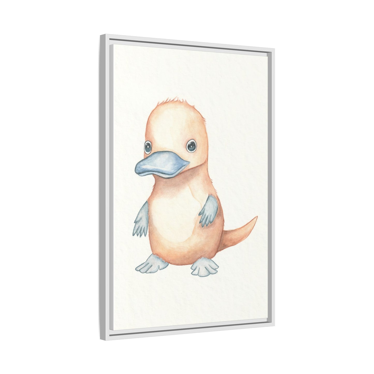 Baby Platypus Watercolour Art Print - Matte Canvas, Framed (Multi-color)