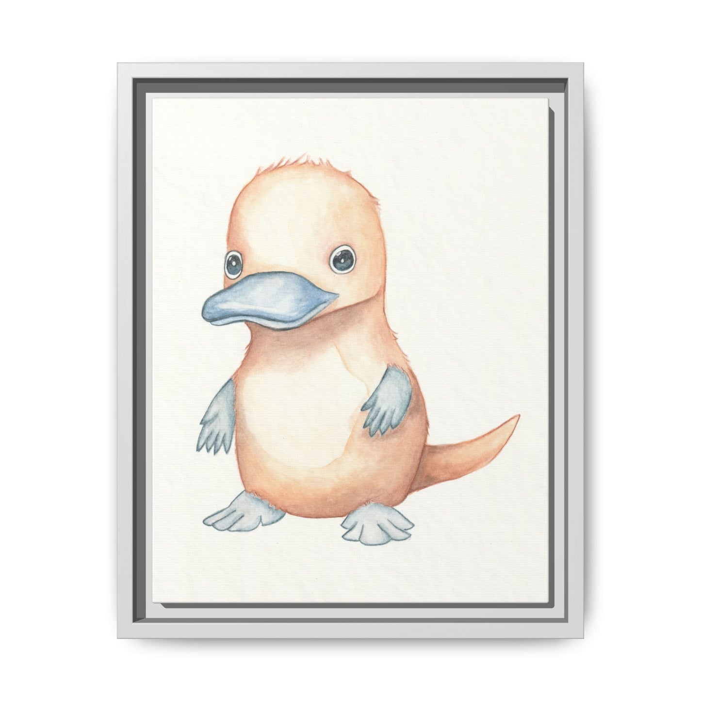 Baby Platypus Watercolour Art Print - Matte Canvas, Framed (Multi-color)