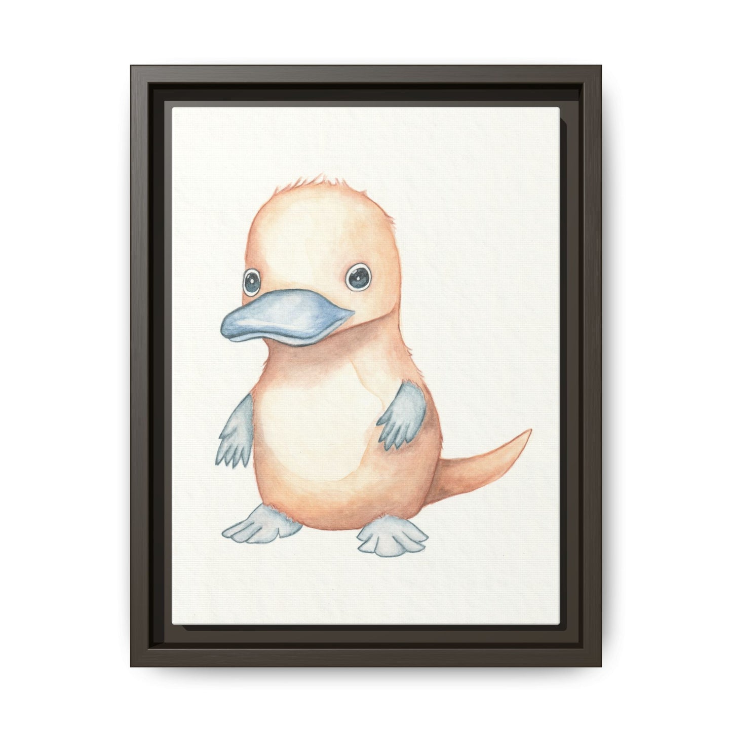 Baby Platypus Watercolour Art Print - Matte Canvas, Framed (Multi-color)