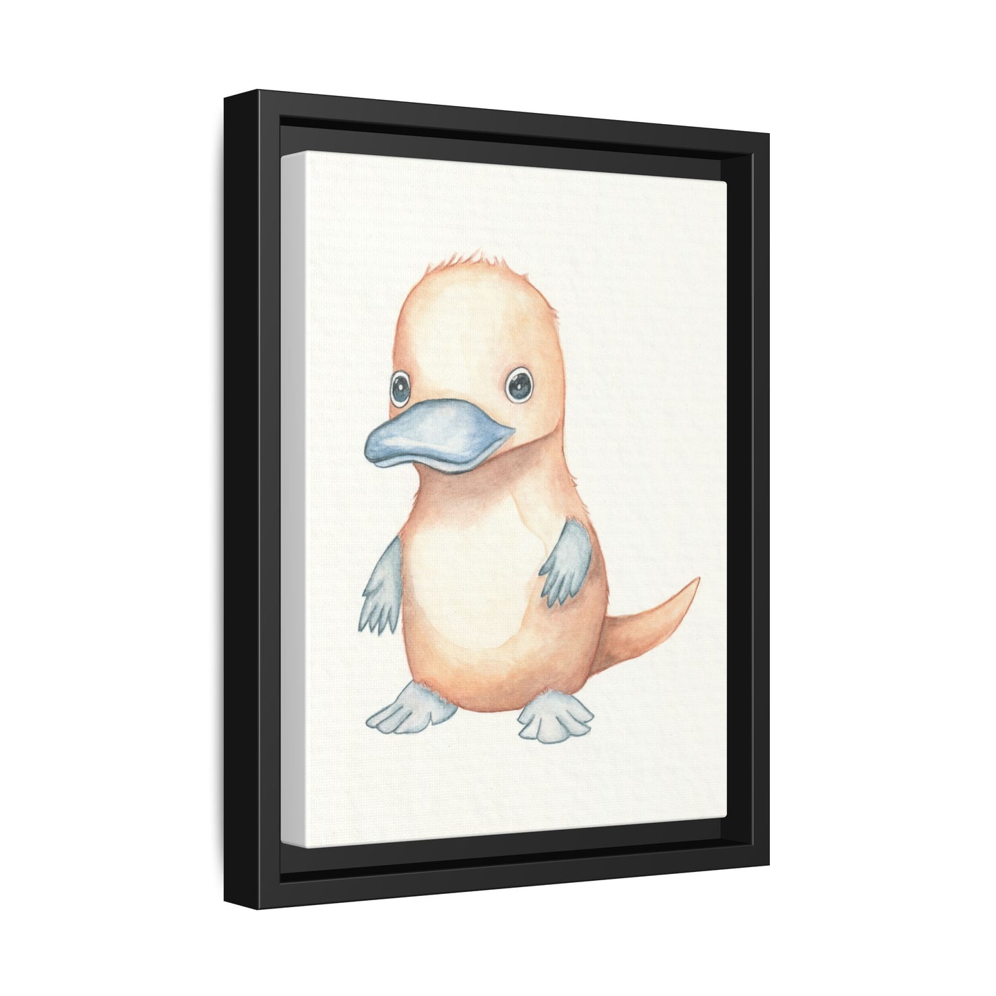 Baby Platypus Watercolour Art Print - Matte Canvas, Framed (Multi-color)