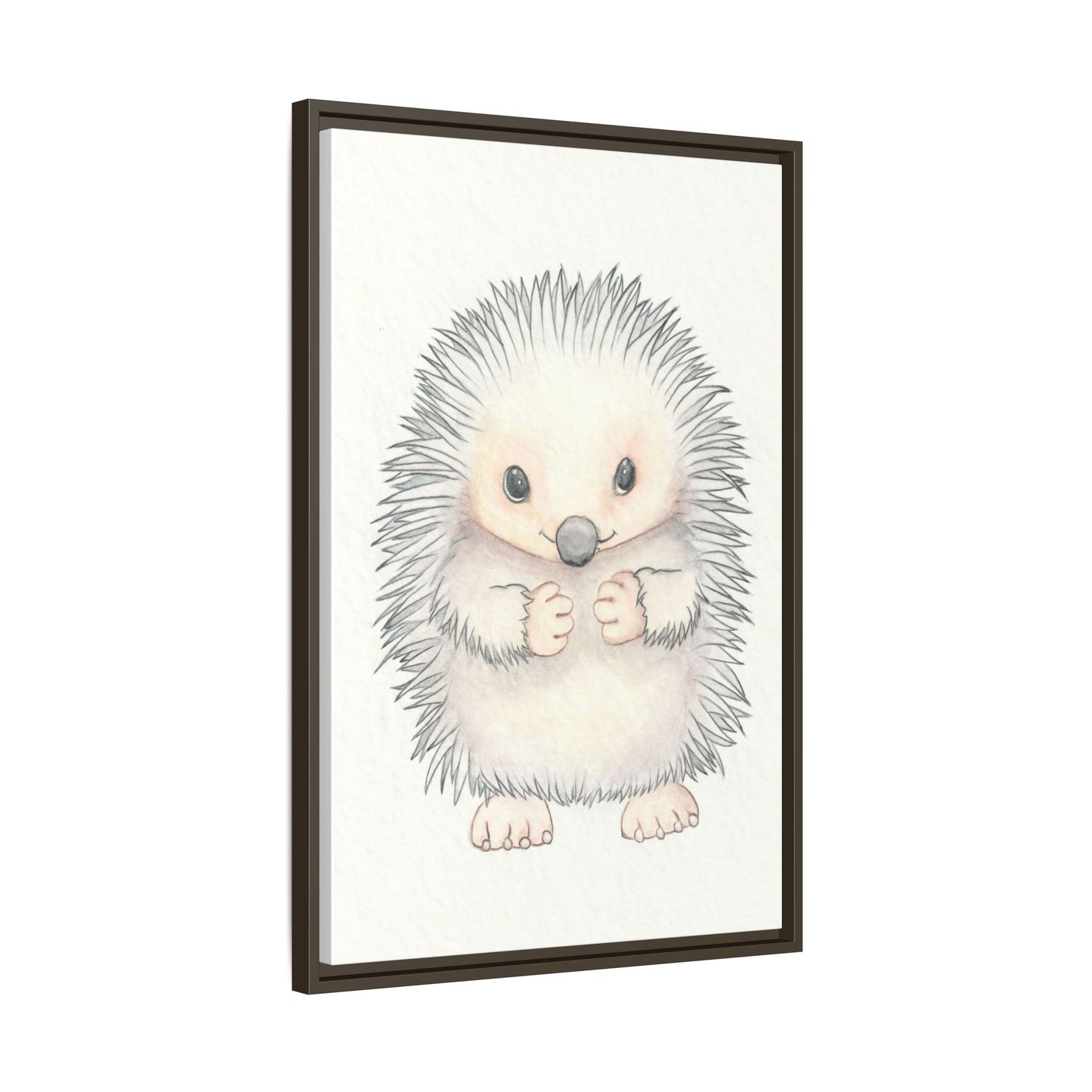 Hedgehog Watercolour Art Print - Matte Canvas, Framed (Multi-color)