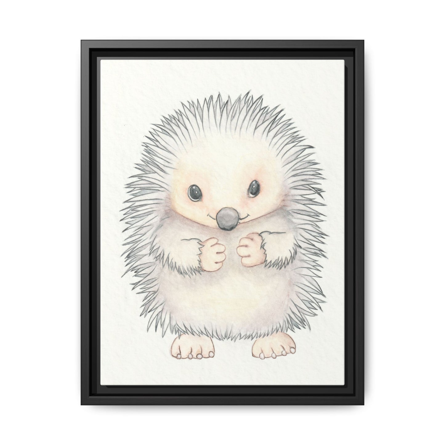 Hedgehog Watercolour Art Print - Matte Canvas, Framed (Multi-color)