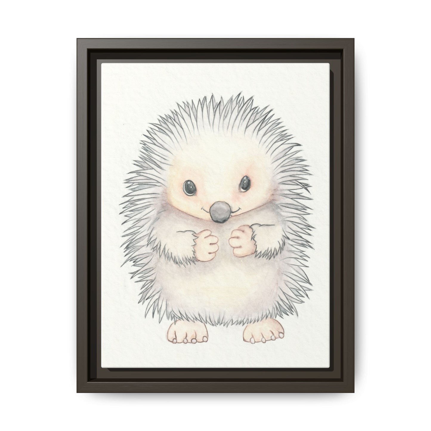 Hedgehog Watercolour Art Print - Matte Canvas, Framed (Multi-color)