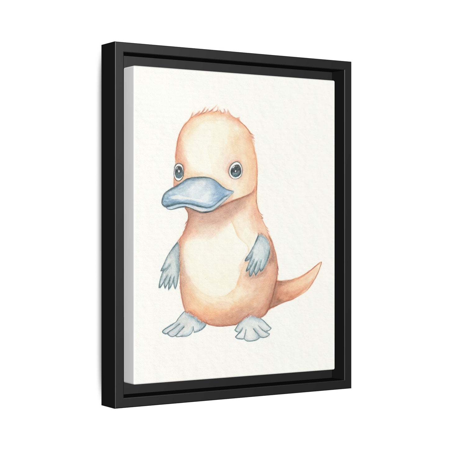 Baby Platypus Watercolour Art Print - Matte Canvas, Framed (Multi-color)