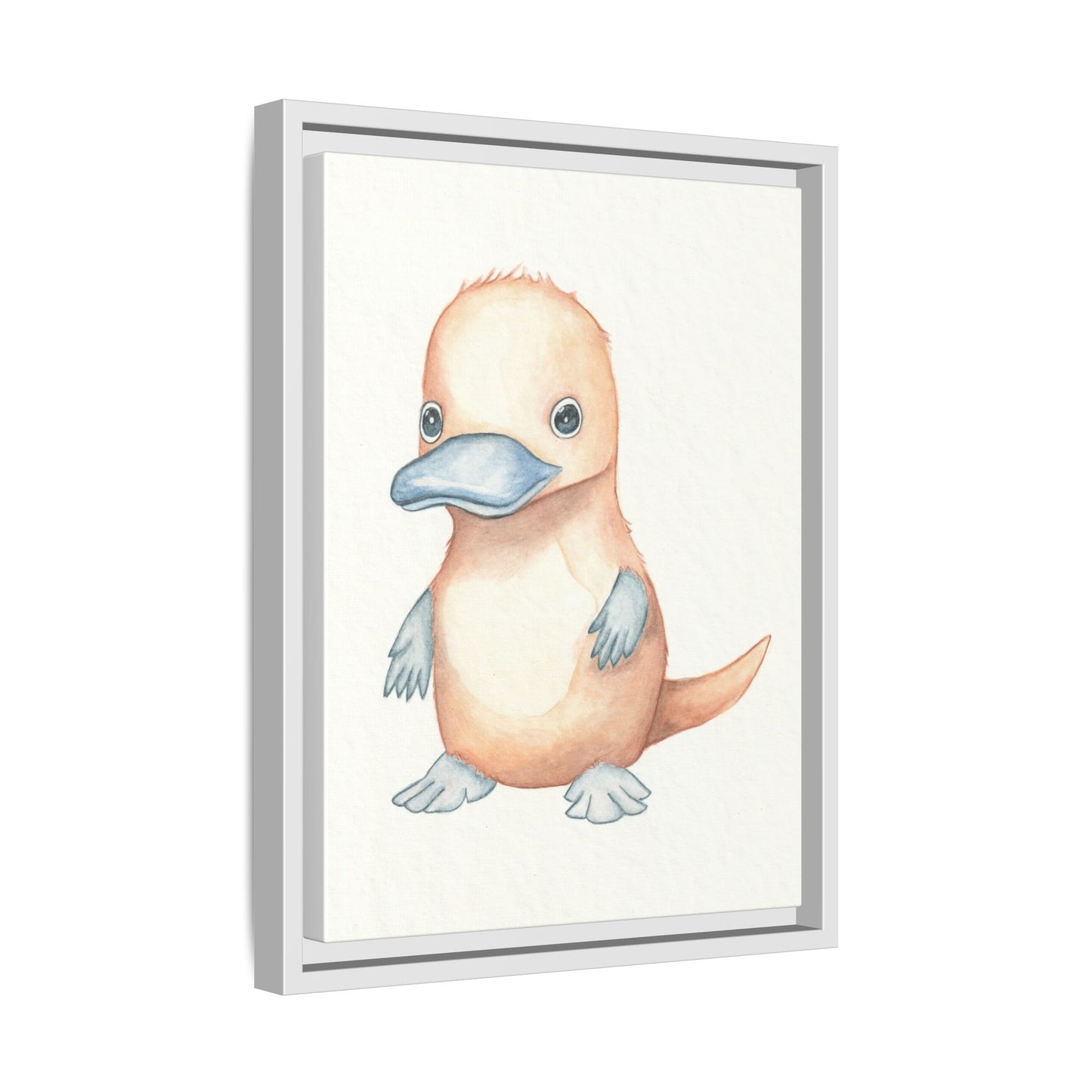 Baby Platypus Watercolour Art Print - Matte Canvas, Framed (Multi-color)