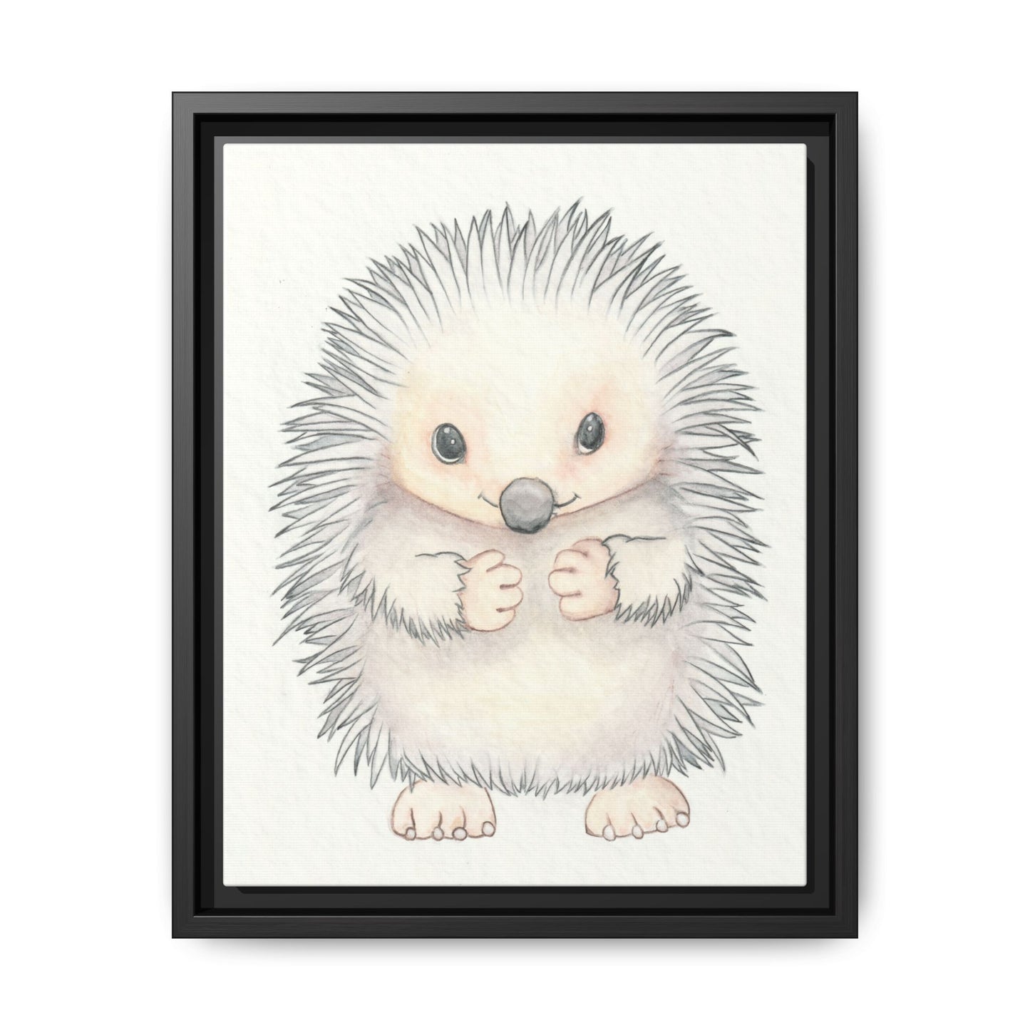 Hedgehog Watercolour Art Print - Matte Canvas, Framed (Multi-color)