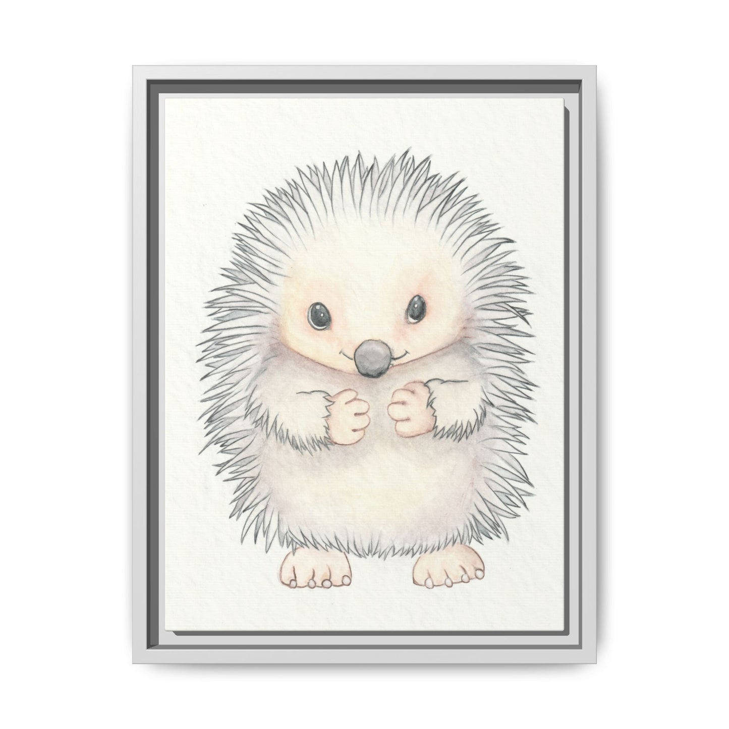 Hedgehog Watercolour Art Print - Matte Canvas, Framed (Multi-color)