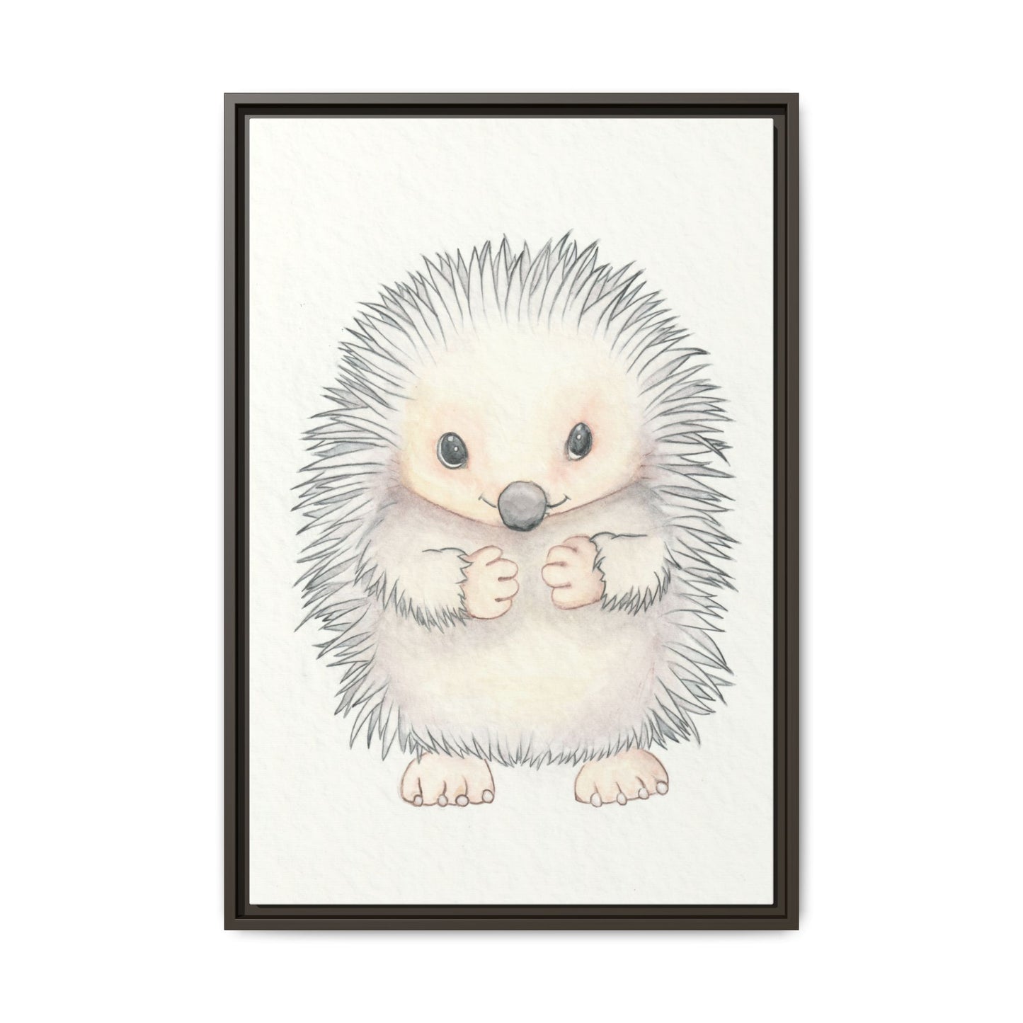 Hedgehog Watercolour Art Print - Matte Canvas, Framed (Multi-color)