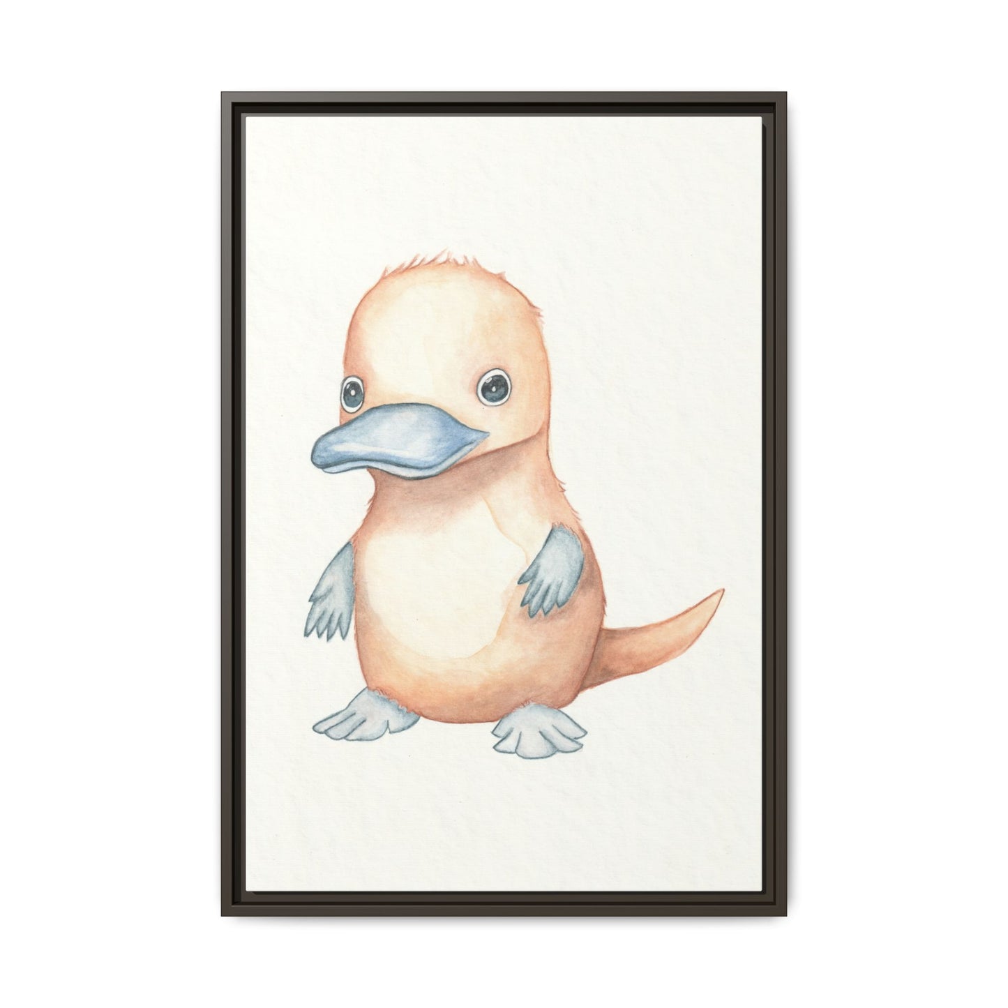 Baby Platypus Watercolour Art Print - Matte Canvas, Framed (Multi-color)