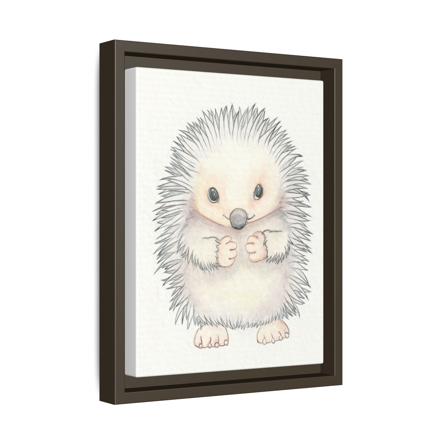 Hedgehog Watercolour Art Print - Matte Canvas, Framed (Multi-color)