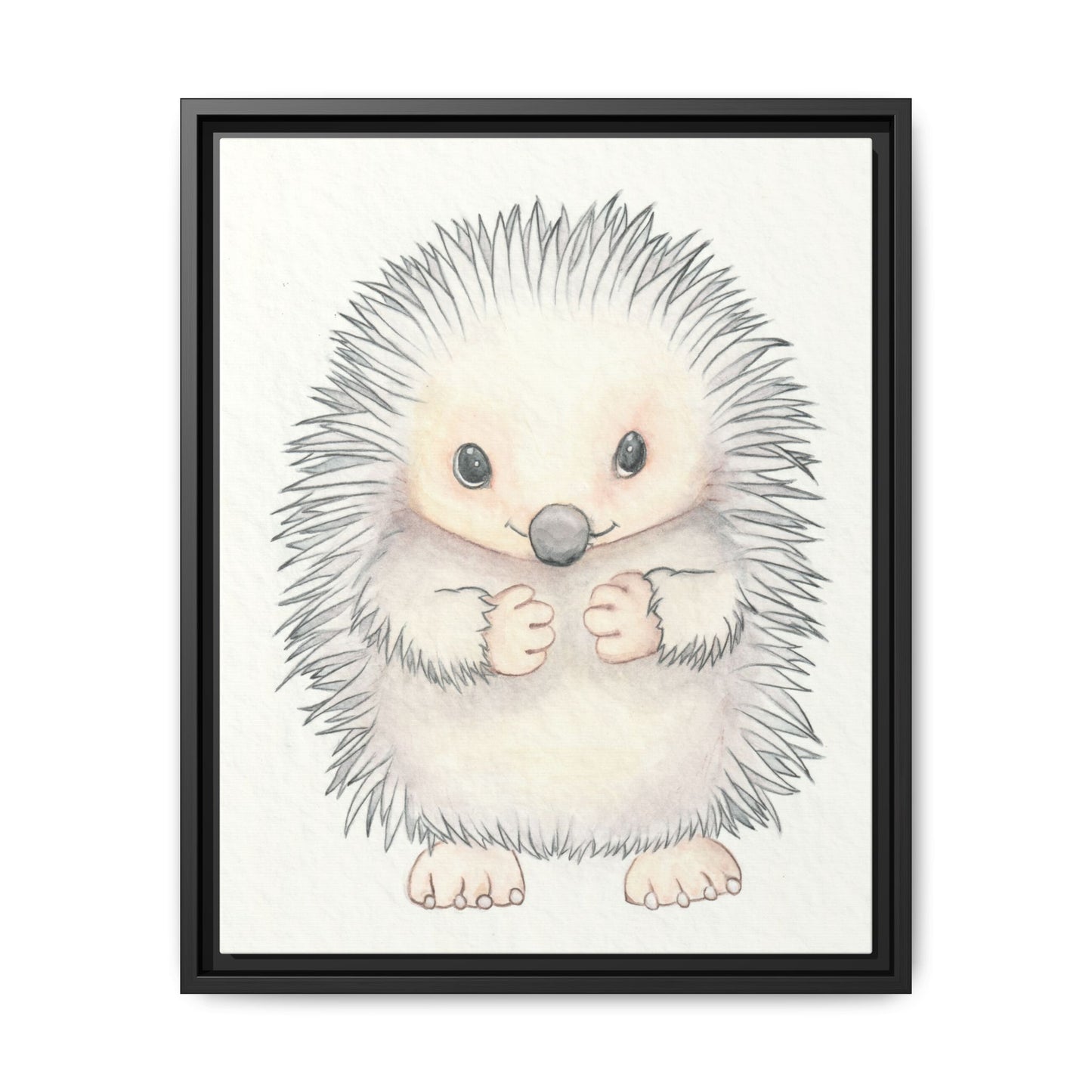 Hedgehog Watercolour Art Print - Matte Canvas, Framed (Multi-color)