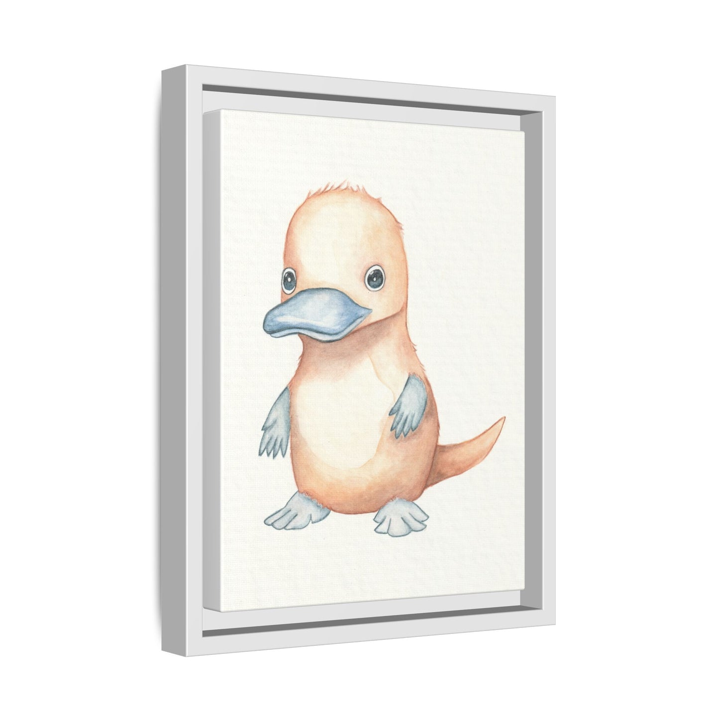 Baby Platypus Watercolour Art Print - Matte Canvas, Framed (Multi-color)