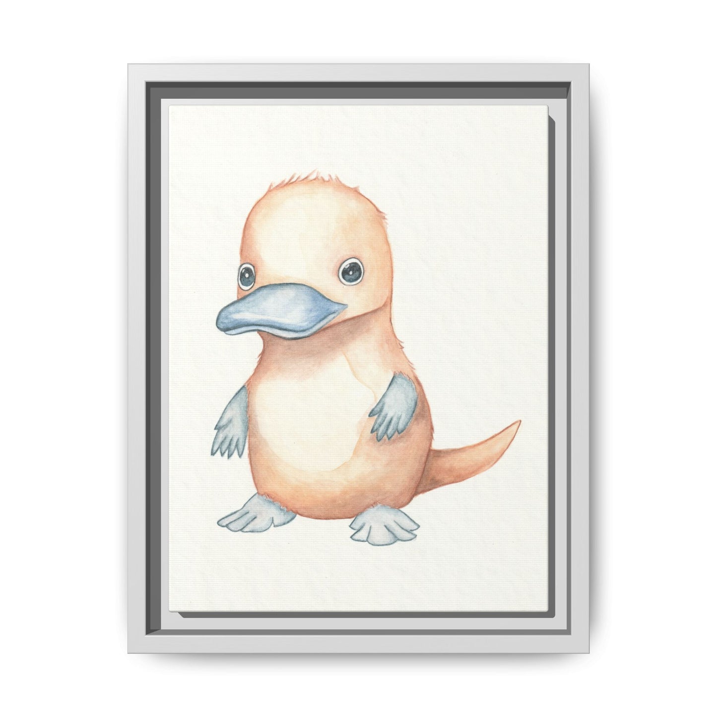 Baby Platypus Watercolour Art Print - Matte Canvas, Framed (Multi-color)