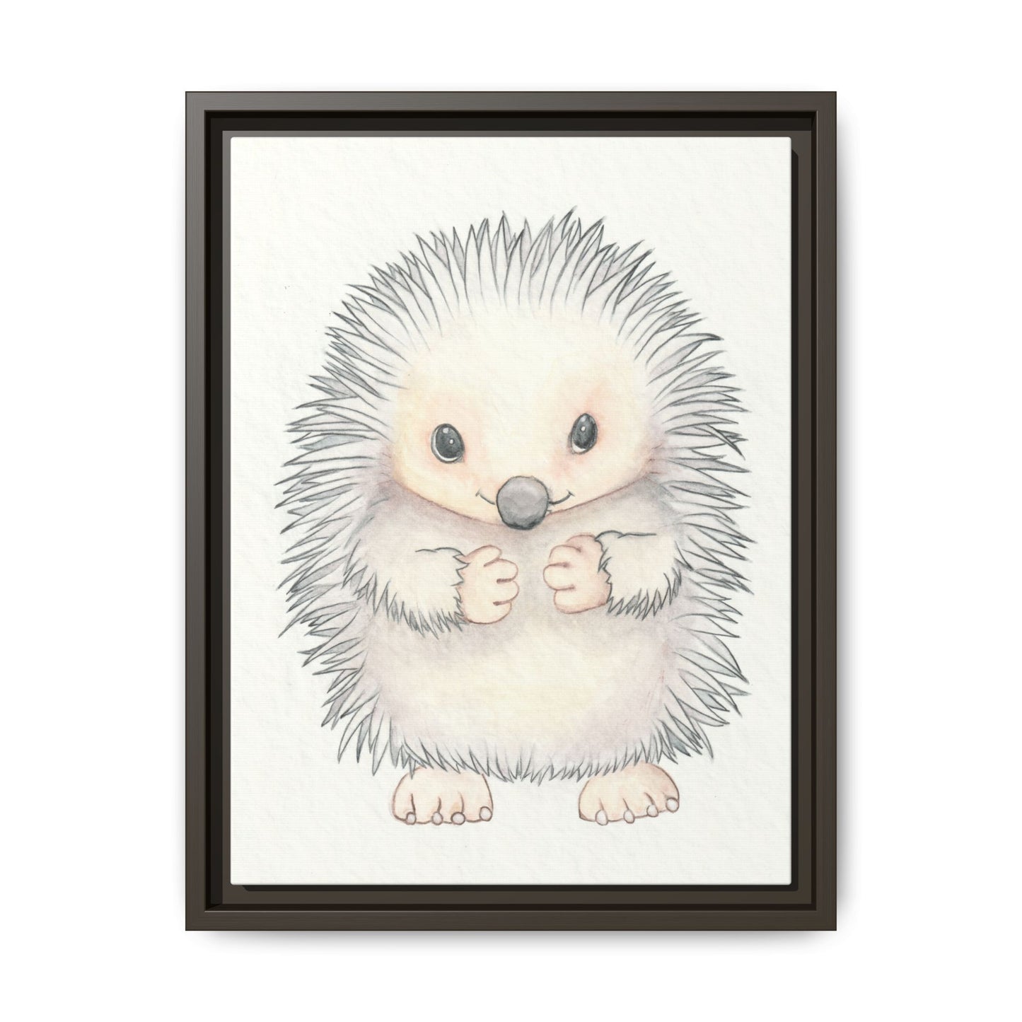 Hedgehog Watercolour Art Print - Matte Canvas, Framed (Multi-color)