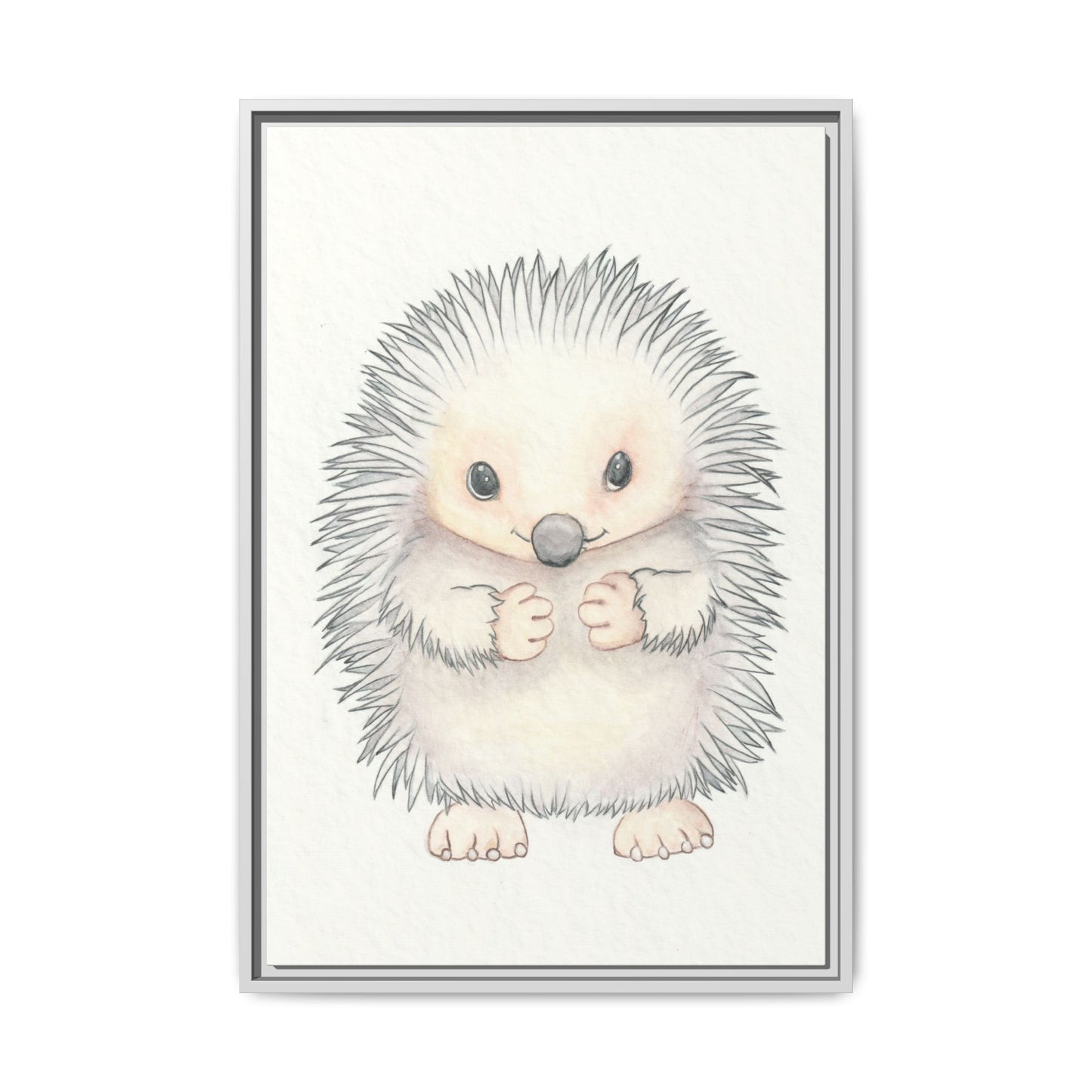 Hedgehog Watercolour Art Print - Matte Canvas, Framed (Multi-color)