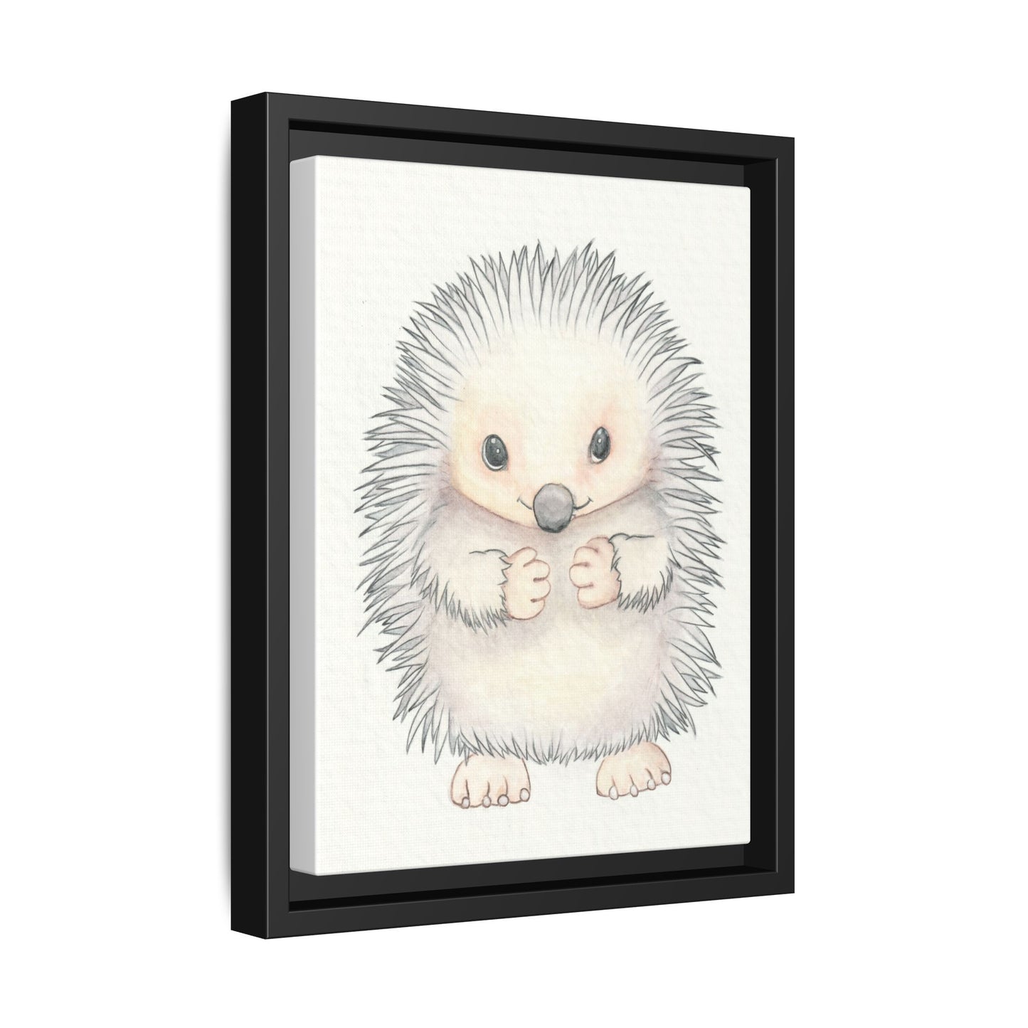 Hedgehog Watercolour Art Print - Matte Canvas, Framed (Multi-color)