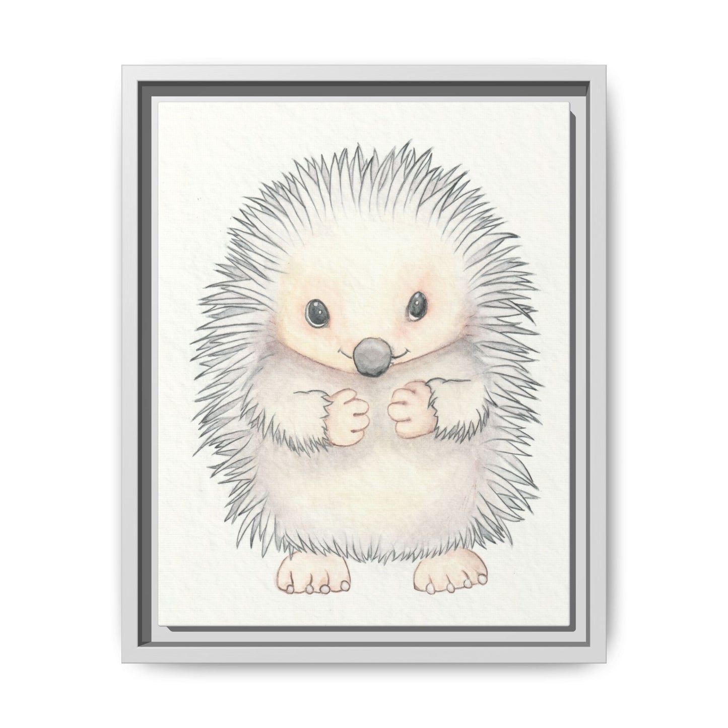 Hedgehog Watercolour Art Print - Matte Canvas, Framed (Multi-color)