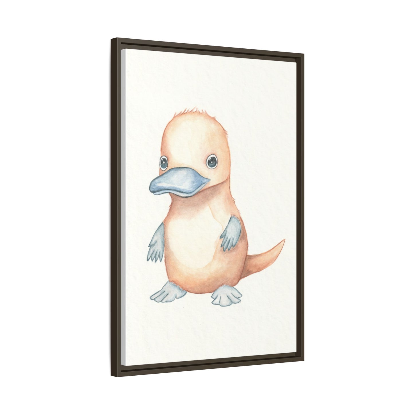 Baby Platypus Watercolour Art Print - Matte Canvas, Framed (Multi-color)