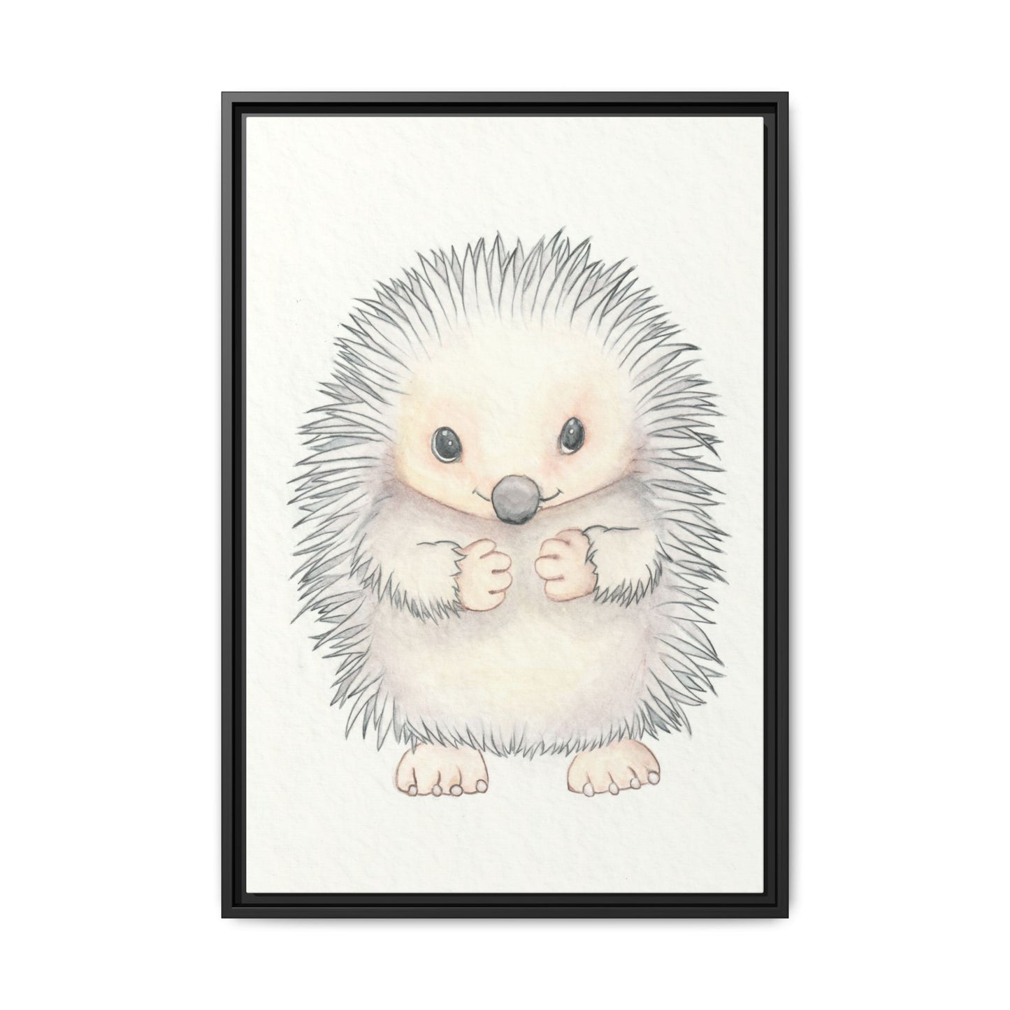 Hedgehog Watercolour Art Print - Matte Canvas, Framed (Multi-color)