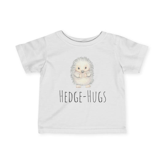 Hedgehog Infant Tee, Baby Shirt with Cute Painting & Hug Quote, Kids Animal T-Shirt, Toddler Top, Children's Clothing