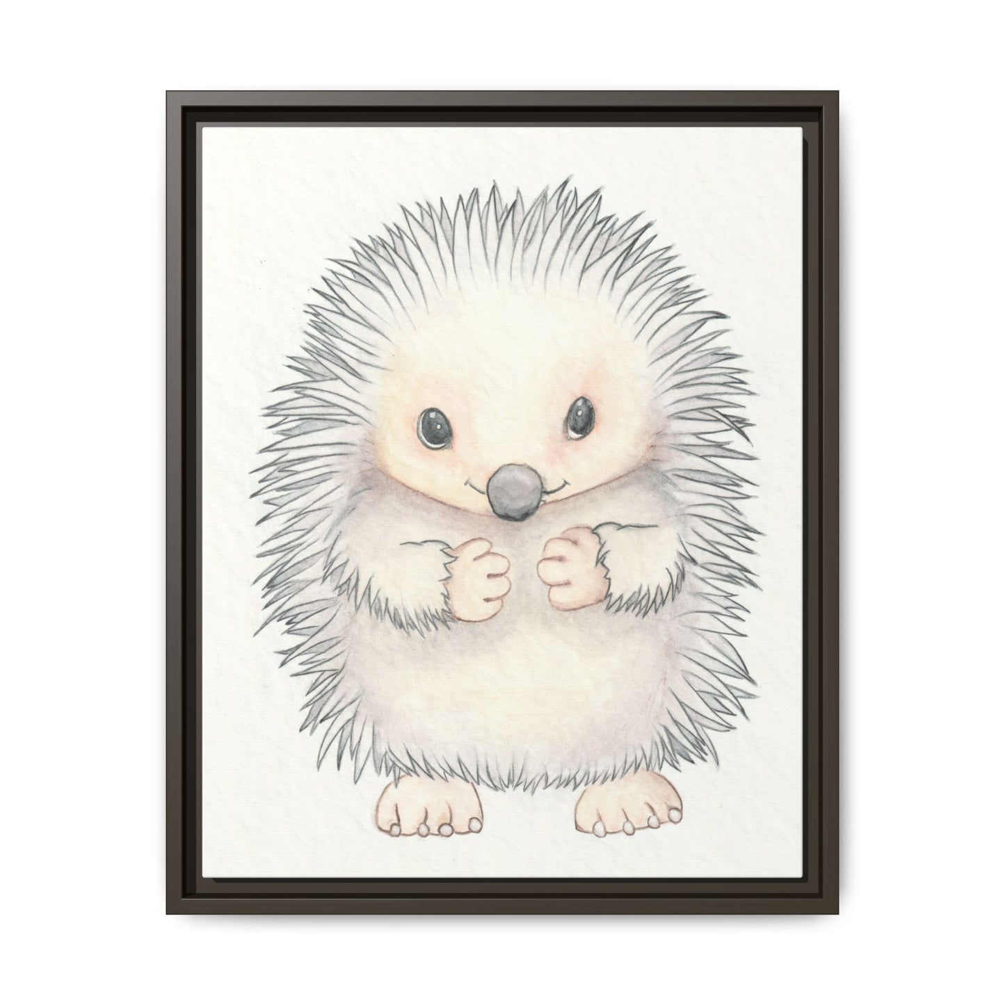 Hedgehog Watercolour Art Print - Matte Canvas, Framed (Multi-color)