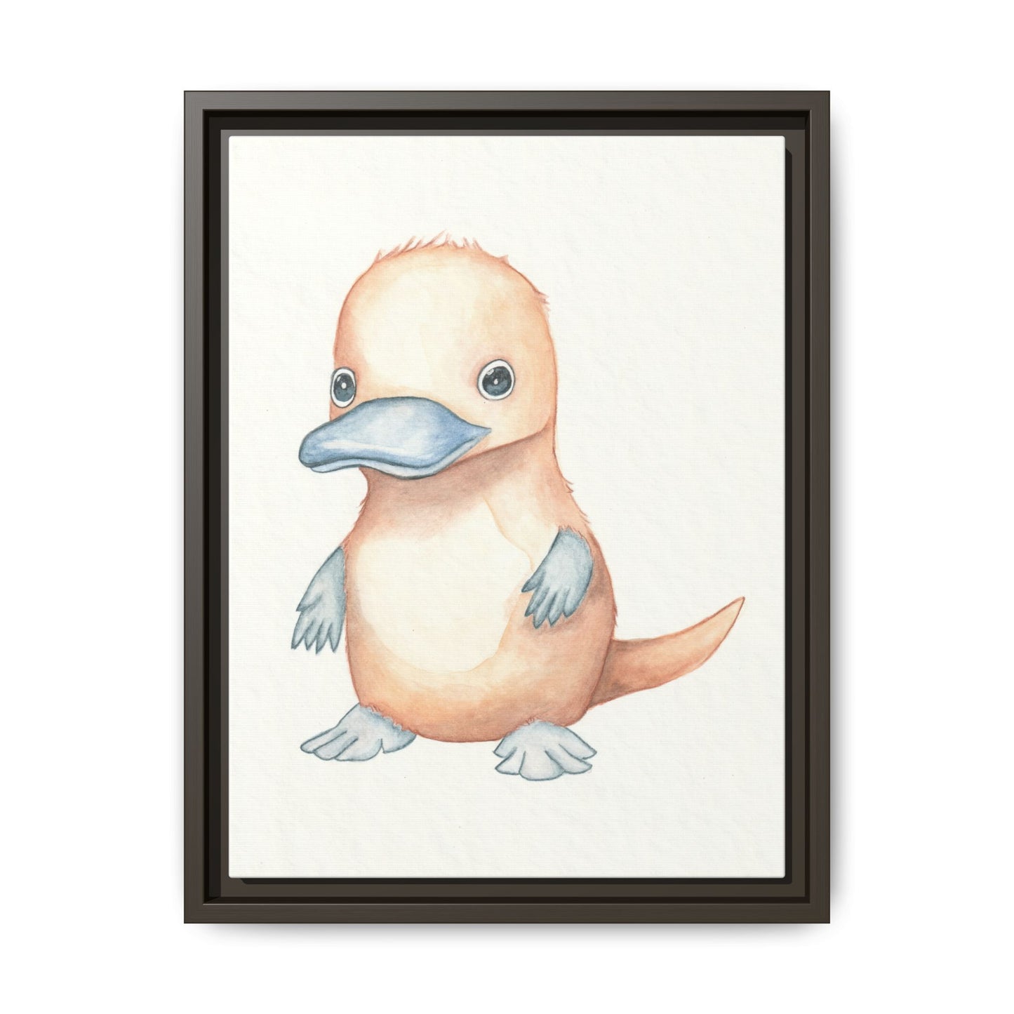 Baby Platypus Watercolour Art Print - Matte Canvas, Framed (Multi-color)