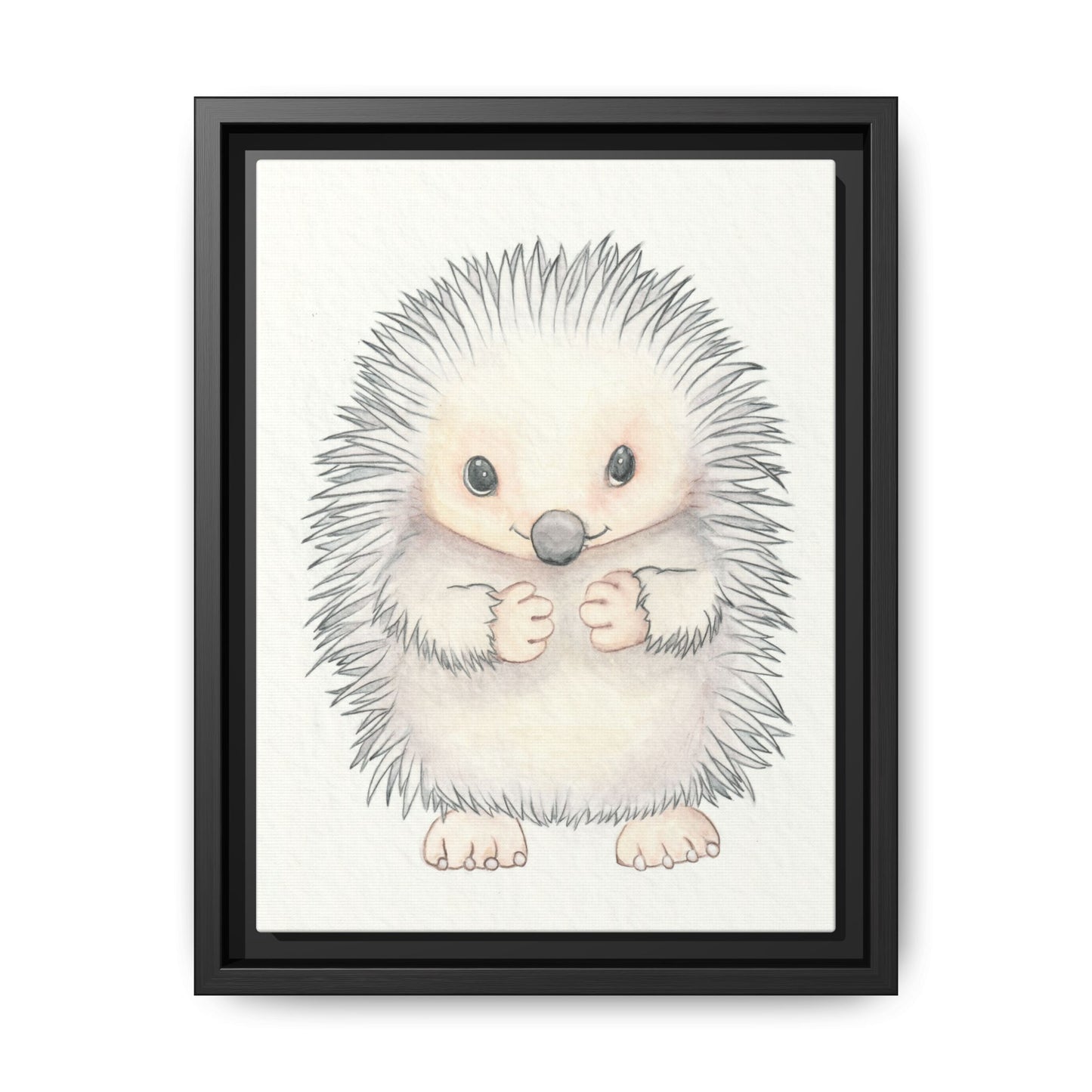 Hedgehog Watercolour Art Print - Matte Canvas, Framed (Multi-color)