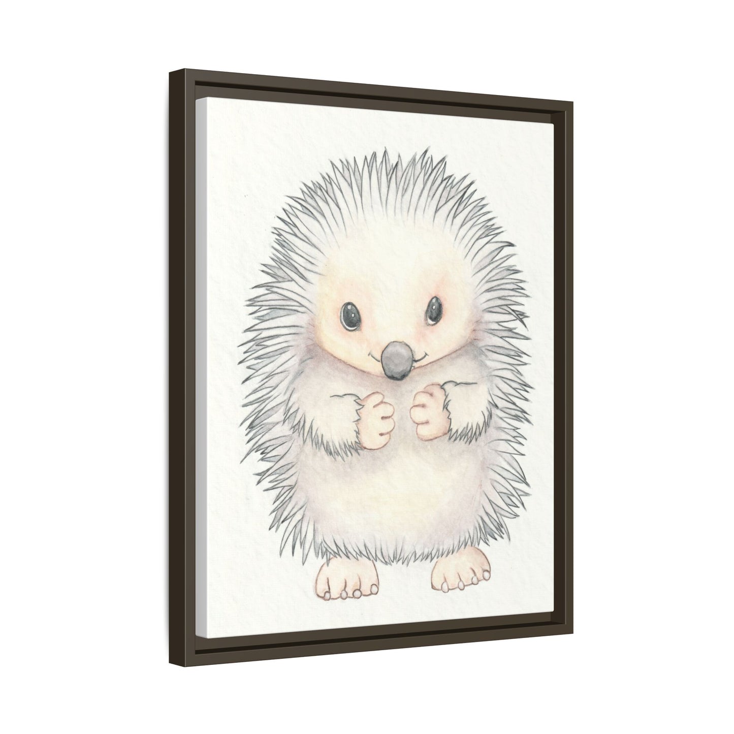 Hedgehog Watercolour Art Print - Matte Canvas, Framed (Multi-color)