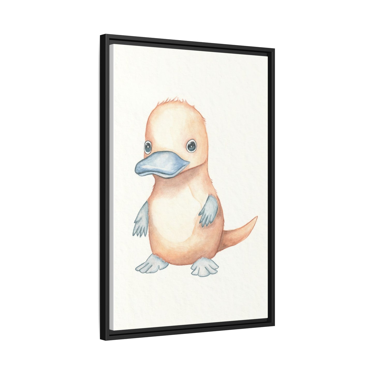 Baby Platypus Watercolour Art Print - Matte Canvas, Framed (Multi-color)