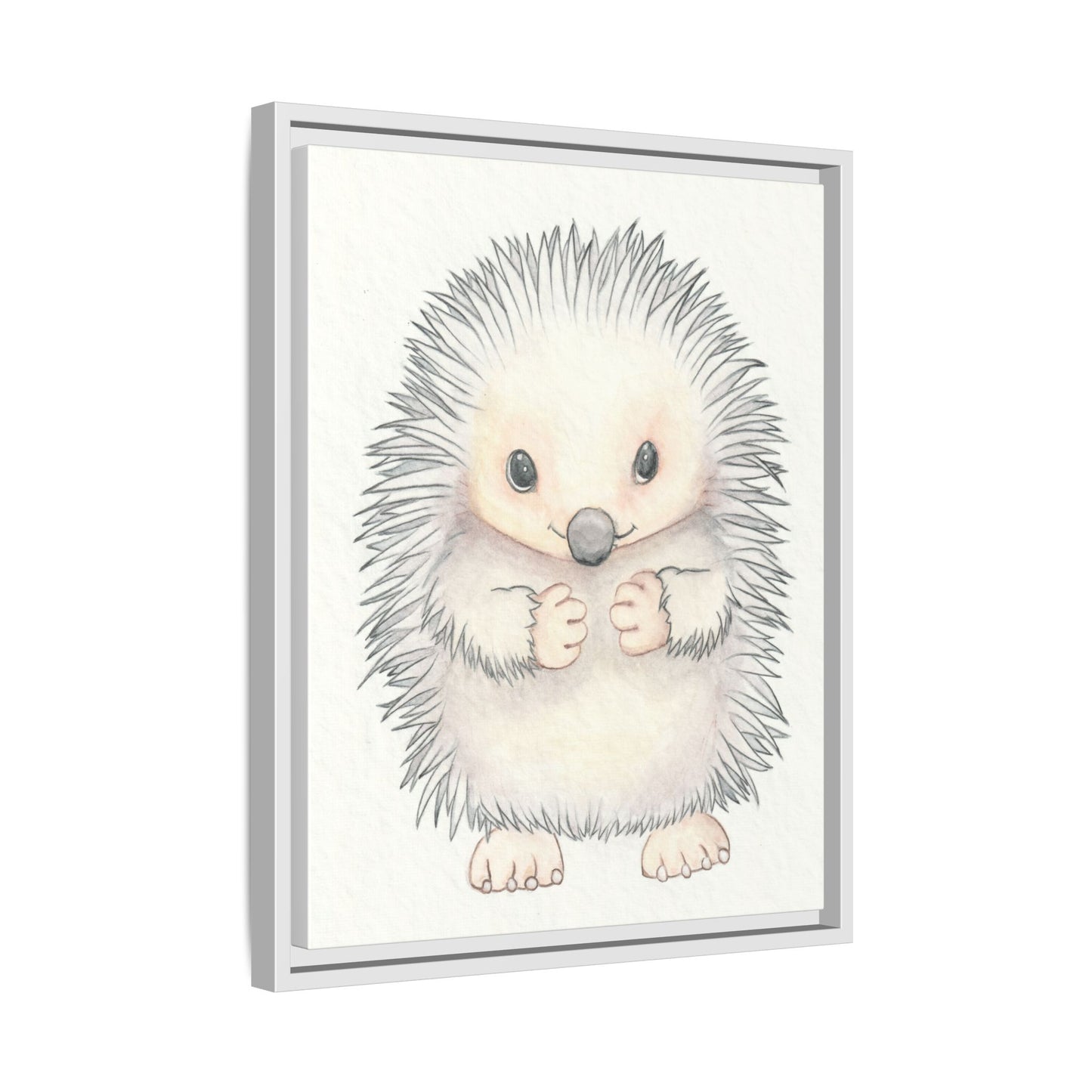 Hedgehog Watercolour Art Print - Matte Canvas, Framed (Multi-color)