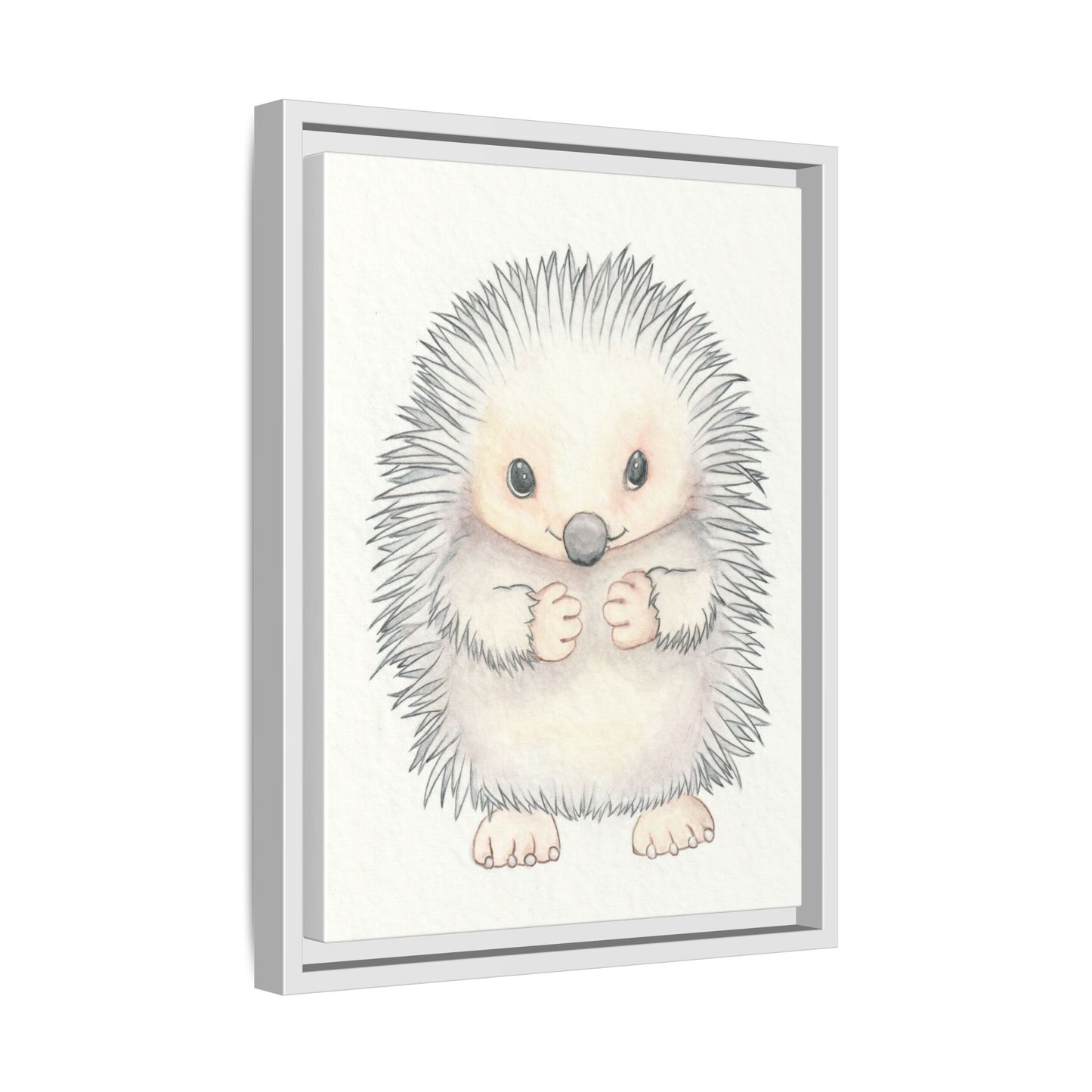 Hedgehog Watercolour Art Print - Matte Canvas, Framed (Multi-color)