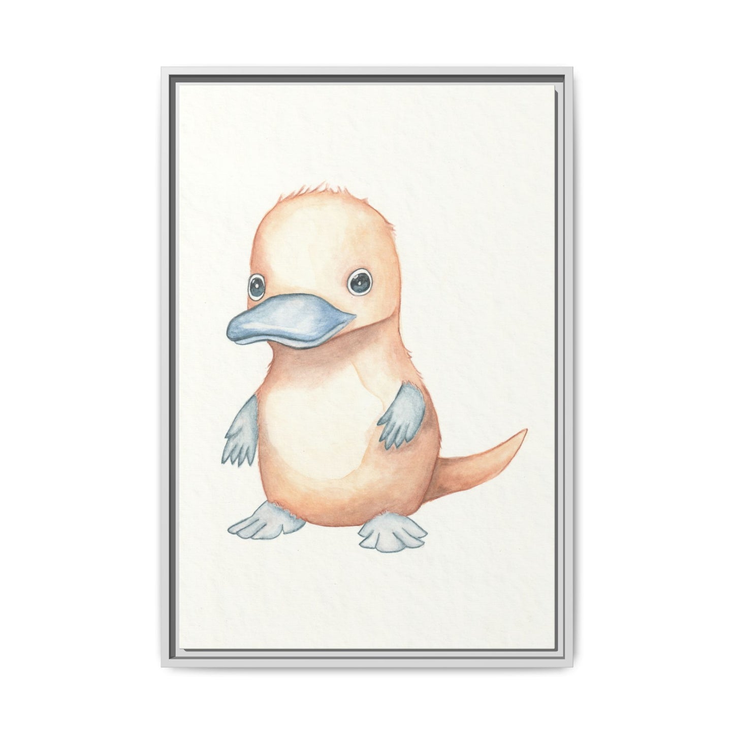 Baby Platypus Watercolour Art Print - Matte Canvas, Framed (Multi-color)