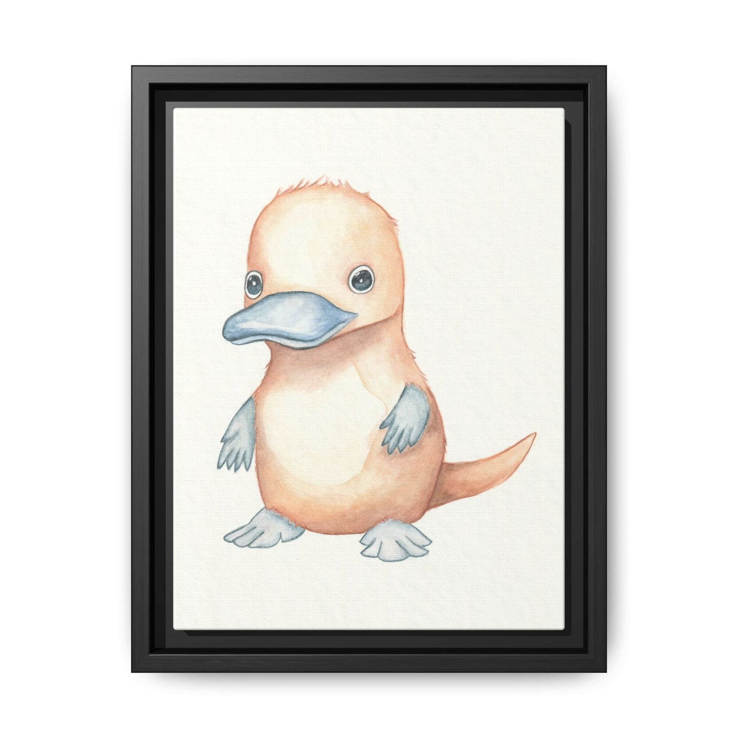 Baby Platypus Watercolour Art Print - Matte Canvas, Framed (Multi-color)