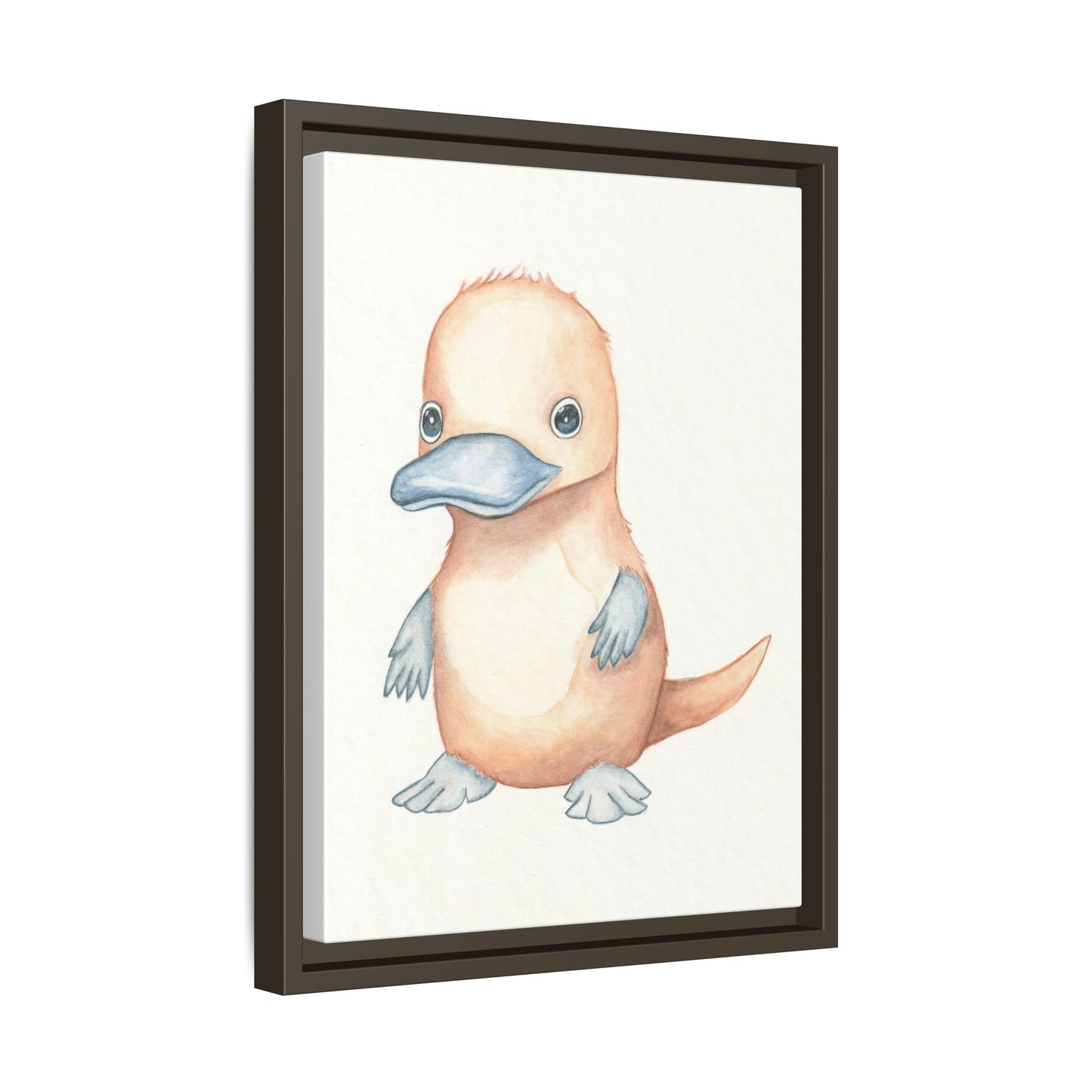 Baby Platypus Watercolour Art Print - Matte Canvas, Framed (Multi-color)