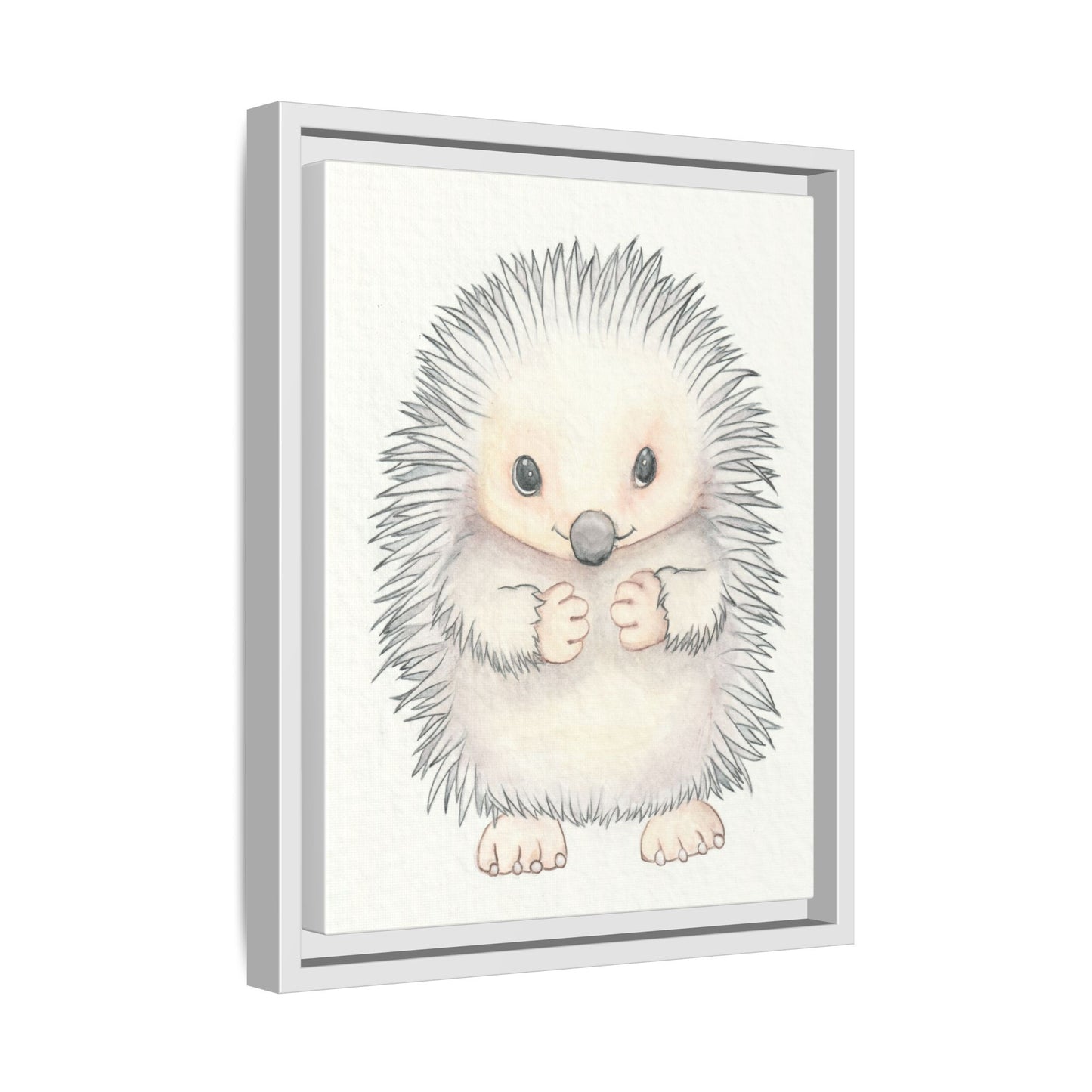 Hedgehog Watercolour Art Print - Matte Canvas, Framed (Multi-color)