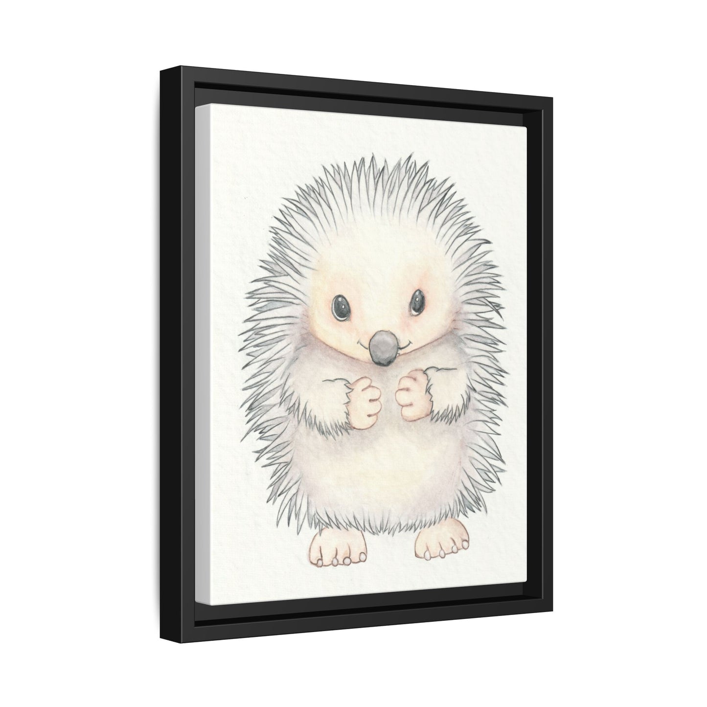 Hedgehog Watercolour Art Print - Matte Canvas, Framed (Multi-color)